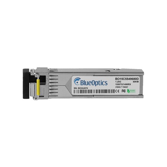 BlueOptics BO15C5549680D compatible, 1000BASE-BX-D SFP Bidi Transceiver TX:1550nm/RX:1490nm 80 Kilometer DDM