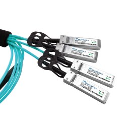 BlueOptics BO282703L10M compatible, 10 Meter QSFP28 to 4xSFP28 100G AOC Breakout Active Optical Cable