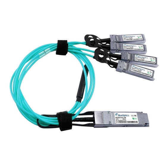 Kompatibles Dell Networking 470-ACIJ QSFP28 BlueOptics Aktives Optisches Kabel (AOC), Breakout 4 Kanal QSFP28 auf 4xSFP28, 100GBASE-SR4/4x25GBASE-SR, 10 Meter