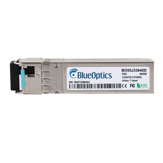 Kompatibler Huawei 02311BJB BlueOptics BO55J33640D SFP+ Bidi Transceiver, LC-Simplex, 10GBASE-BX-D, Singlemode Fiber, TX1330nm/RX1270nm, 40KM