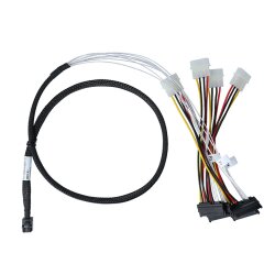 BlueLAN internal MiniSAS Hybrid Cable SFF-8643/4x SFF-8482 with Powercord 1 Meter