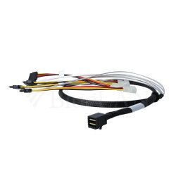BlueLAN internal MiniSAS Hybrid Cable SFF-8643/4x SFF-8482 with Powercord 75cm