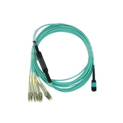 Fortinet FG-TRAN-QSFP-4XSFP-3 compatible BlueOptics Breakout Fiber Cable de parcheo de fibra óptica MPO-4xLC Monomode OM3 3 Metros