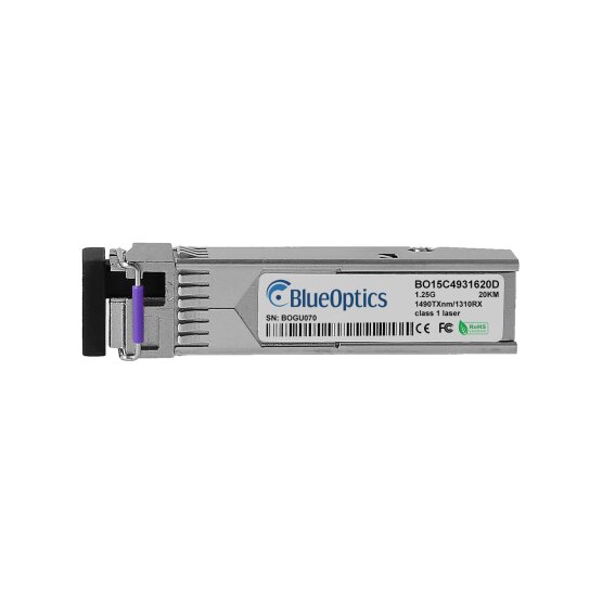 Compatible Cisco GLC-BX-D BlueOptics BO15C4931620D SFP Transceptor, LC-Simplex, 1000BASE-BX-D, Single-mode Fiber, TX1490nm/RX1310nm, 10KM