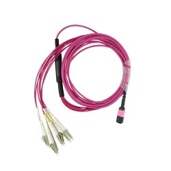 Dell EMC CBL-MPO12-4LC-OM4-3M compatible BlueOptics Breakout Fiber Patch Cable MPO-4xLC Multi-mode OM4 3 Meter