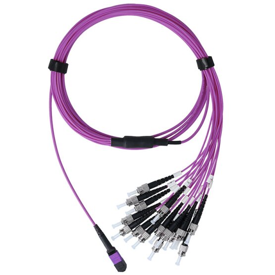 BlueOptics Fiber MPO/8xST Duplex Breakout Cable OM4 20 Meter