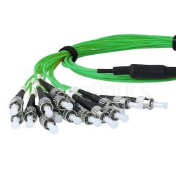 BlueOptics Fiber MPO/8xST Duplex Breakout Cable OM5 30 Meter